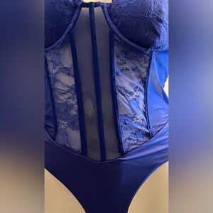 Chic Royal Blue Lace Bodysuit